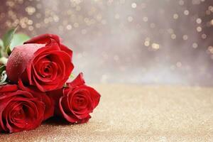 AI Generated Luxury Roses Background with Copy Space photo