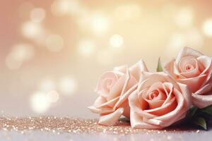 AI Generated Luxury Roses Background with Copy Space photo