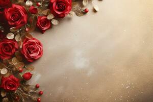 AI Generated Luxury Roses Background with Copy Space photo