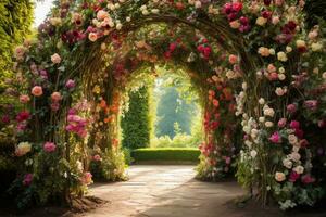 AI Generated Outdoor Flower Arch photo