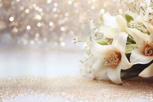 AI Generated Flowers on white with copy space photo