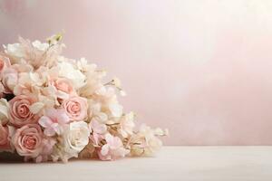 AI Generated Elegant Flower Background with Copy Space photo