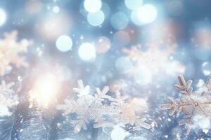 AI Generated Winter Christmas background with copy space photo