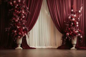 AI Generated Wedding Arch with Flowers photo