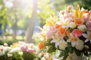ai generado al aire libre flor antecedentes a tiempo de día foto