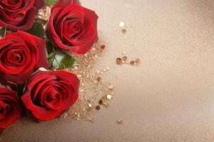 AI Generated Luxury Roses Background with Copy Space photo