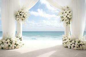 AI Generated wedding arch with flowers photo