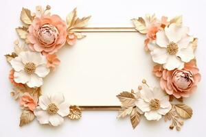 AI Generated flowers on white with copy space photo
