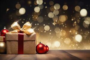 AI Generated Christmas background with gifts photo