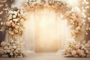 AI Generated Wedding Arch with Flowers photo