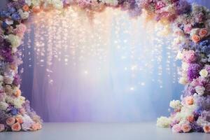 AI Generated Wedding Arch with Flowers photo