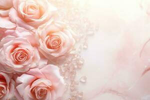 AI Generated Roses on Marble with Copy Space photo