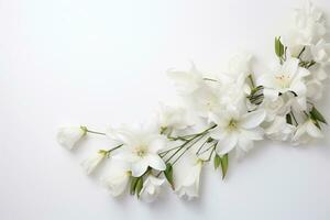 AI Generated White flower background photo