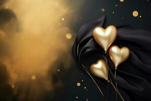 AI Generated Golden Hearts Background photo