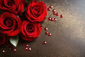 AI Generated Luxury Roses Background with Copy Space photo