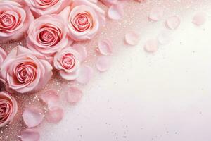 AI Generated Luxury Roses Background with Copy Space photo