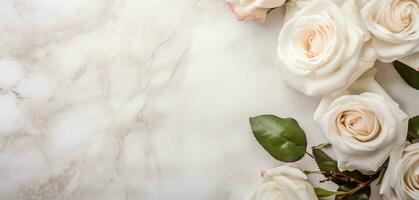 AI Generated Roses on Marble with Copy Space photo