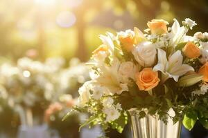 AI Generated Outdoor Flower Background at Daytime photo