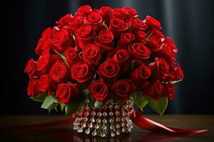 AI Generated Red Roses Background photo