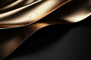 AI Generated Wavy Gold and Black Background photo