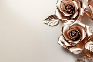 AI Generated Metallic Flower Background with Copy Space photo