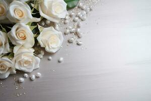 AI Generated Flowers on white with copy space photo