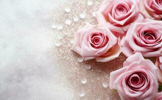 AI Generated Luxury Roses Background with Copy Space photo