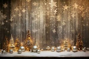 AI Generated Christmas Background with Baubles and copy space photo