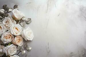 AI Generated Flowers on white with copy space photo