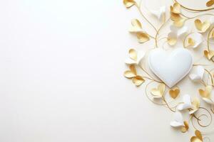 AI Generated White heart background photo