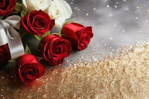 AI Generated Luxury Roses Background with Copy Space photo