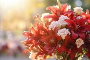 AI Generated Outdoor Flower Background at Daytime photo