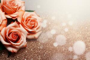 AI Generated Luxury Roses Background with Copy Space photo