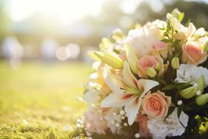 AI Generated Outdoor Flower Background at Daytime photo