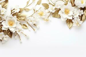 AI Generated flowers on white with copy space photo
