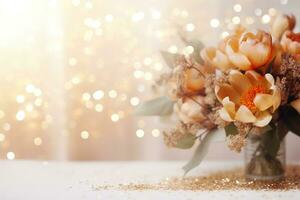 AI Generated Elegant Flower Background with Copy Space photo