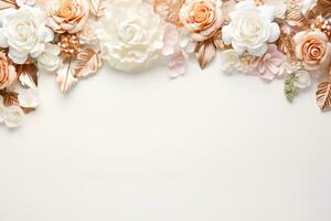 AI Generated flowers on white with copy space photo