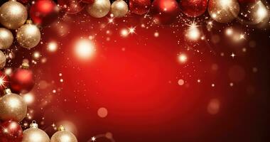 AI Generated Christmas Background with Baubles and copy space photo