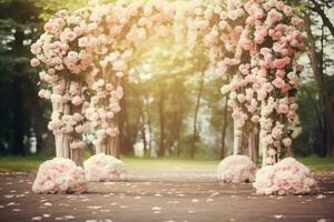 Ai Generated Garden Arch with Flowers photo