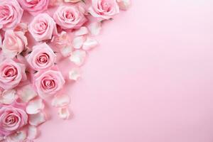 AI Generated Pink Flower Background with Copy Space photo