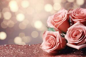 AI Generated Luxury Roses Background with Copy Space photo