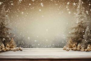 AI Generated Winter Christmas background with copy space photo