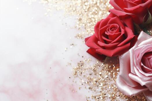 AI Generated Luxury Roses Background with Copy Space photo