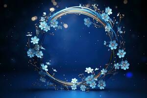 AI Generated flowers on dark background with copy space photo