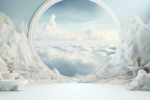 AI Generated fantasy background with blue sky photo