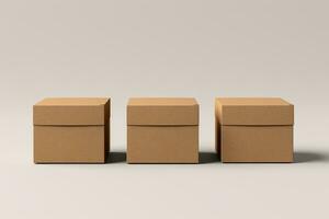 AI Generated cardboard boxes isolated on white photo