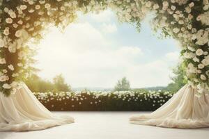 AI Generated Wedding arch with flowers photo