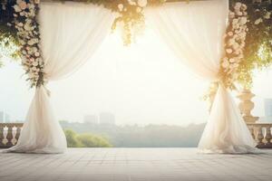 ai generado Boda arco con flores foto