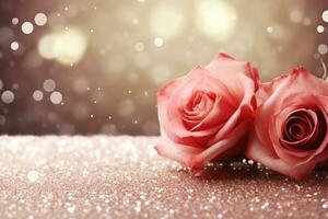 AI Generated Luxury Roses Background with Copy Space photo