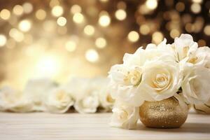 AI Generated Elegant Flower Background with Copy Space photo